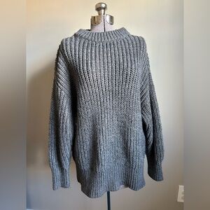 Wool blend Zara chunky knit Cozy Gray Sweater oversized long neutral winter